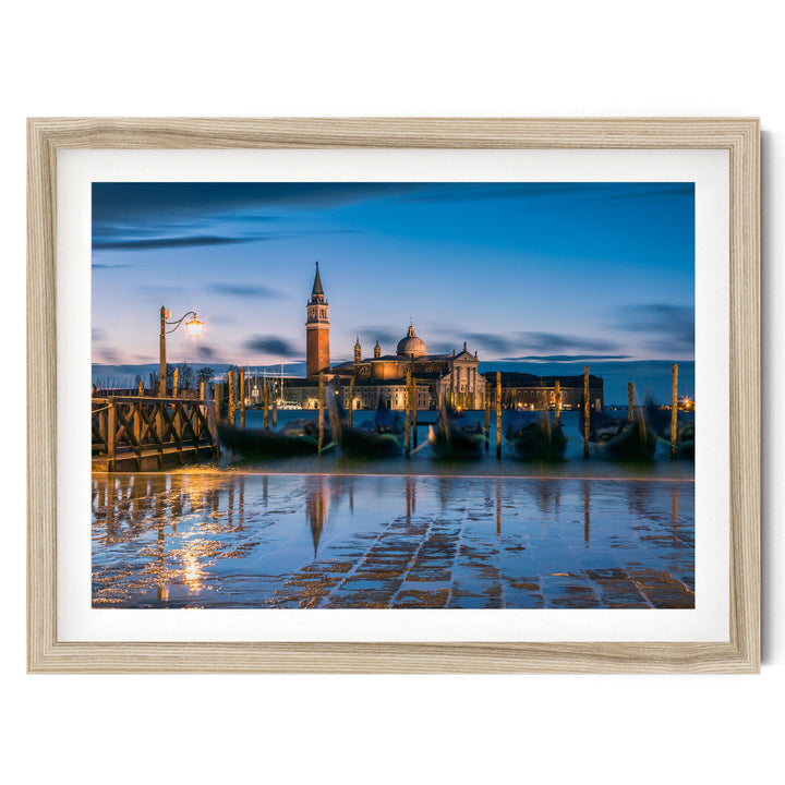 San Marco at Blue Hour, Venice, Italy – fine art print in a natural frame with white mat