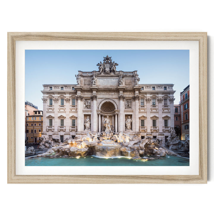 Trevi Fountain, Rome, Italy – fine art print in a natural frame with white mat