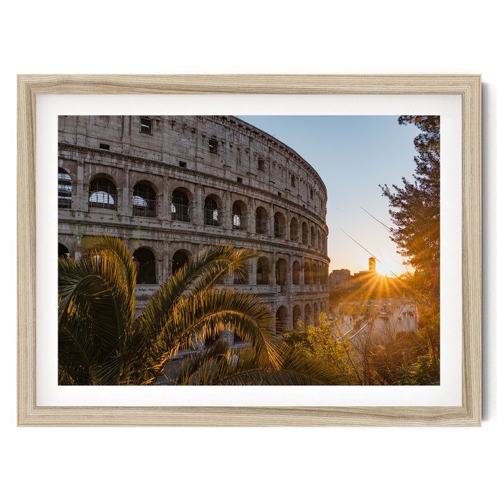 Colosseum at Sunset I, Rome, Italy – fine art print in a natural frame with white mat