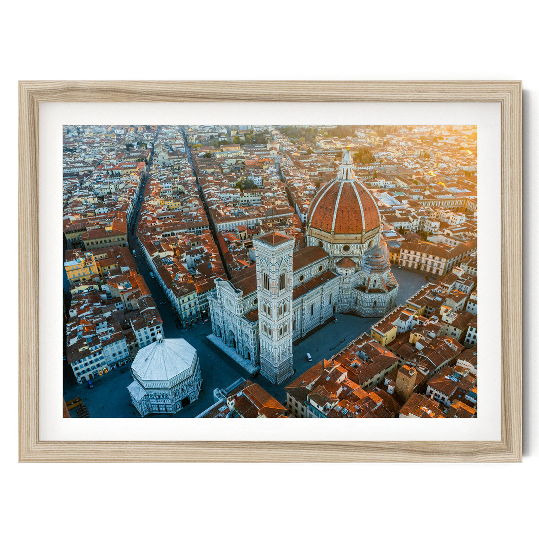 Florence Cathedral II, Tuscany, Italy – fine art print in a natural frame with white mat