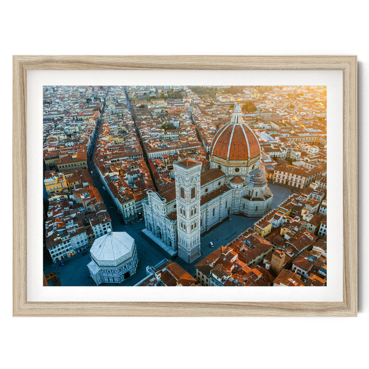 Florence Cathedral II, Tuscany, Italy – fine art print in a natural frame with white mat