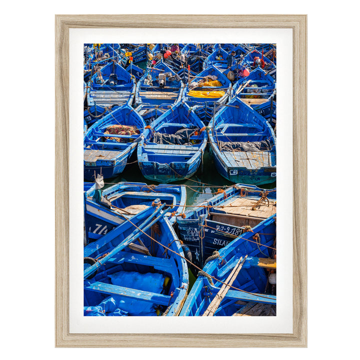 Fishing Boats, Essaouira, Morocco – fine art print in a natural frame with white mat