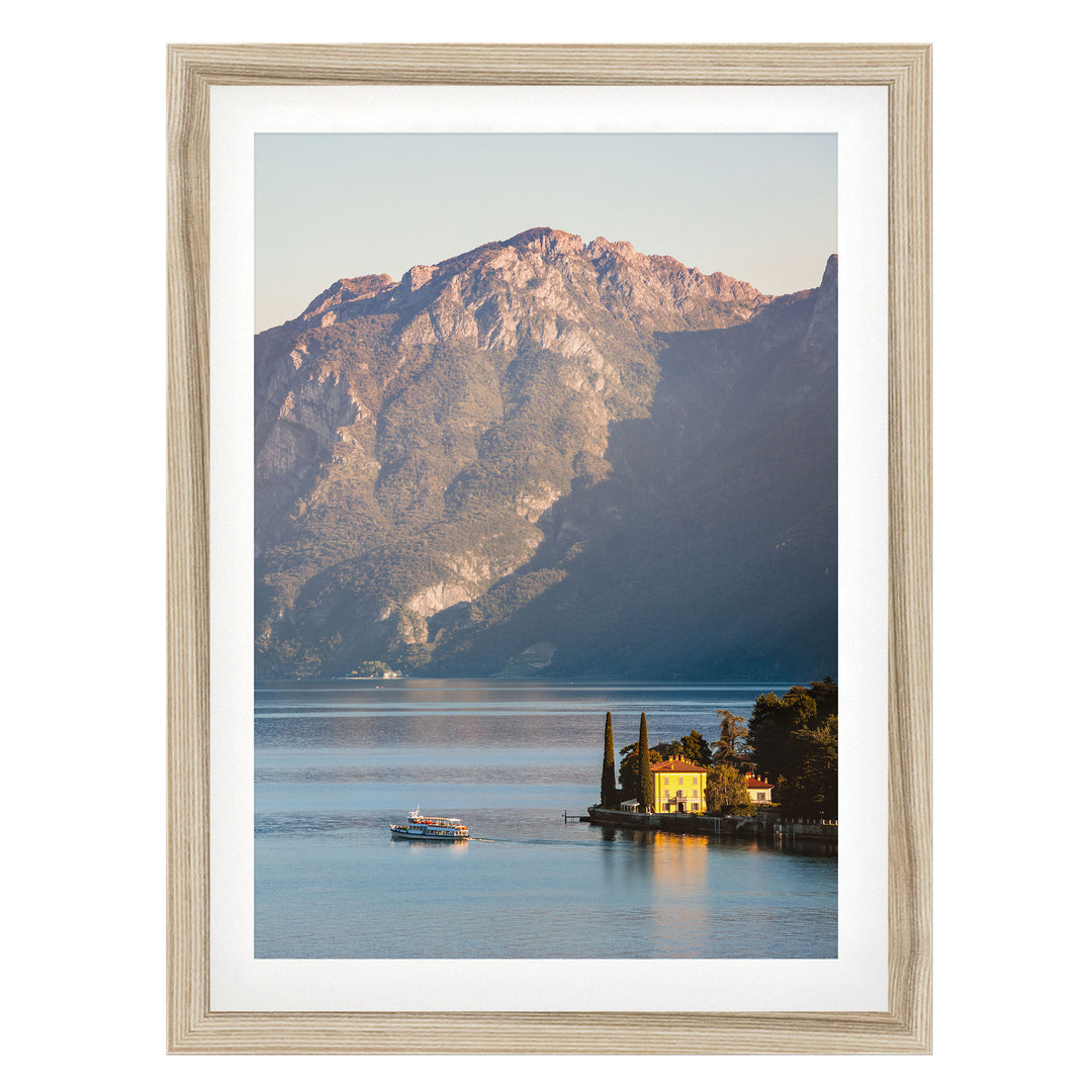 Lake Como at Sunset, Italy – fine art print in a natural frame with white mat