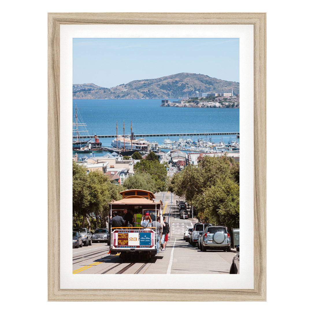In the Streets of San Francisco II, California – fine art print in a natural frame with white mat