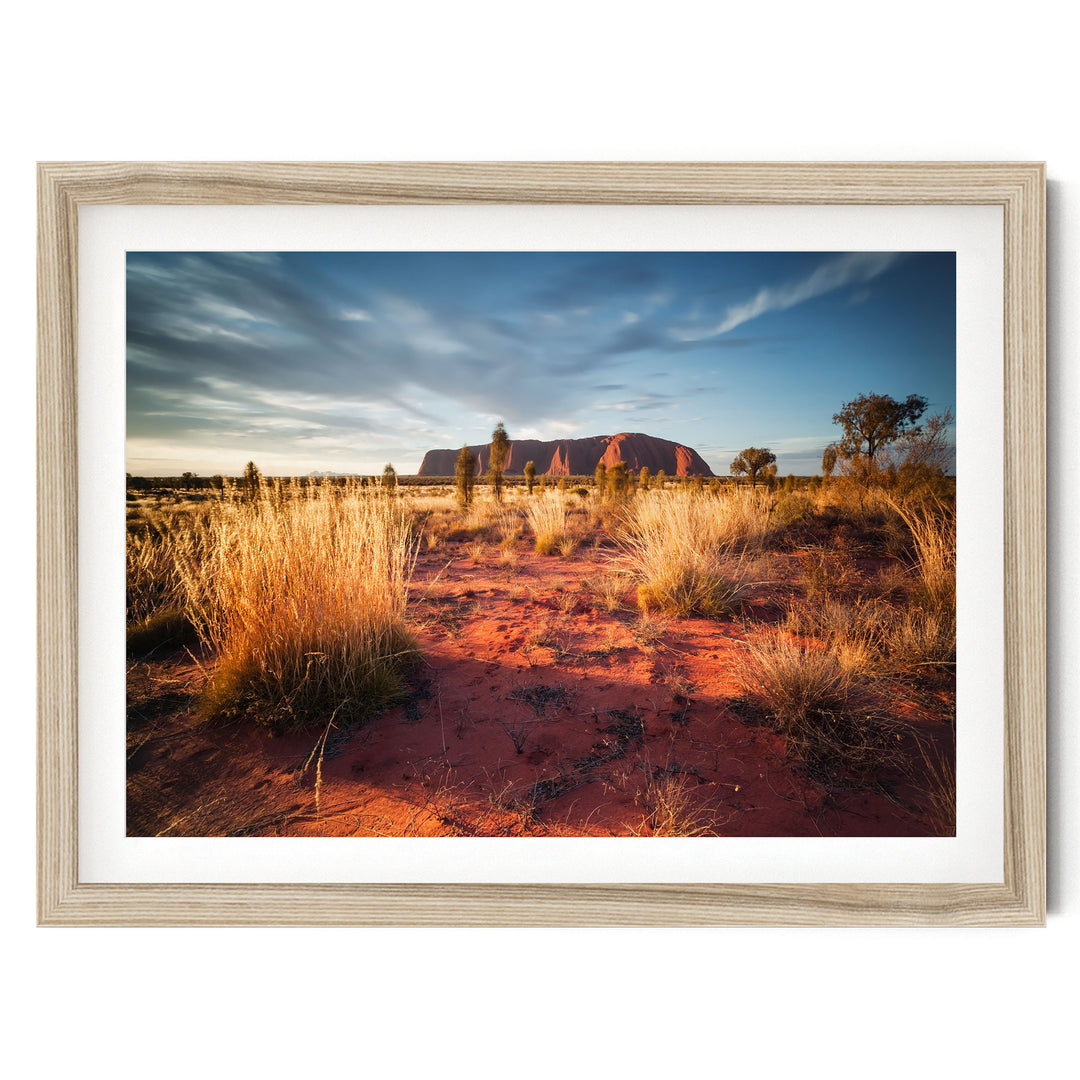 Uluru at Sunset II, Northern Territory, Australia – fine art print in a natural frame with white mat