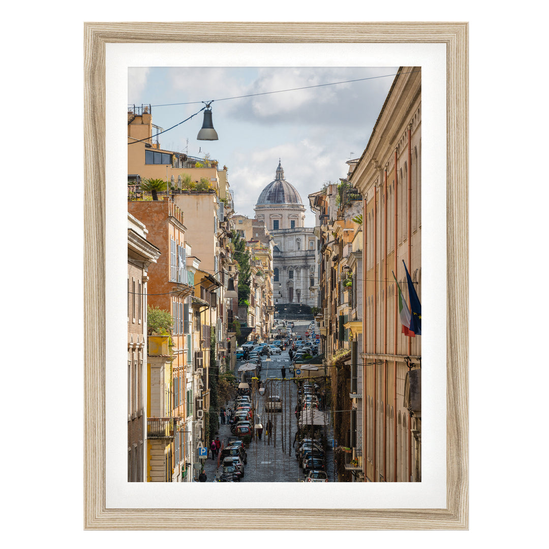 Monti Quarter, Rome, Italy – fine art print in a natural frame with white mat