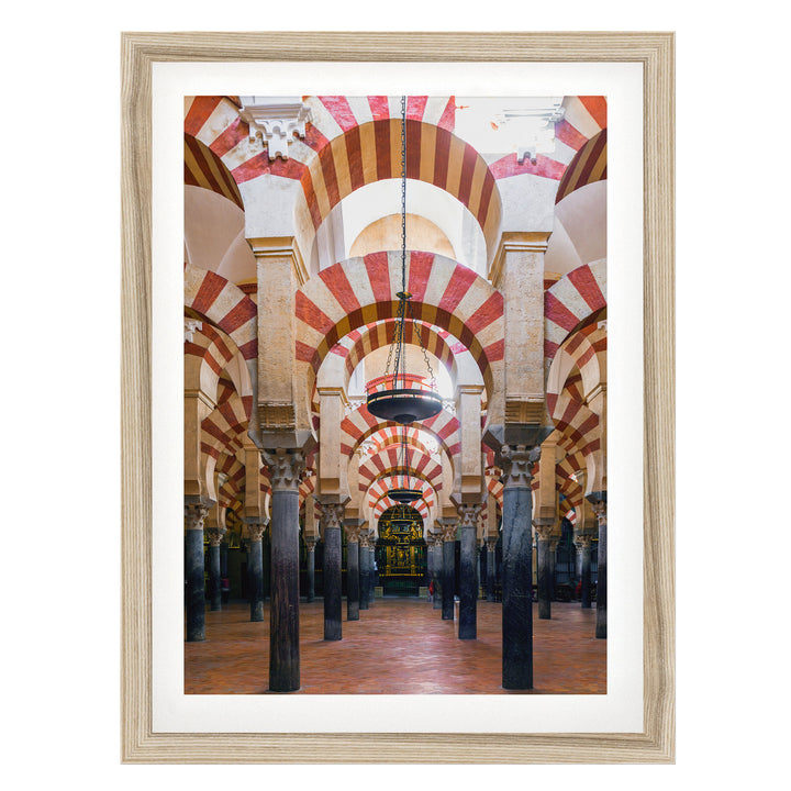 Moorish Arches I, Mezquita, Córdoba, Spain – fine art print in a natural frame with white mat
