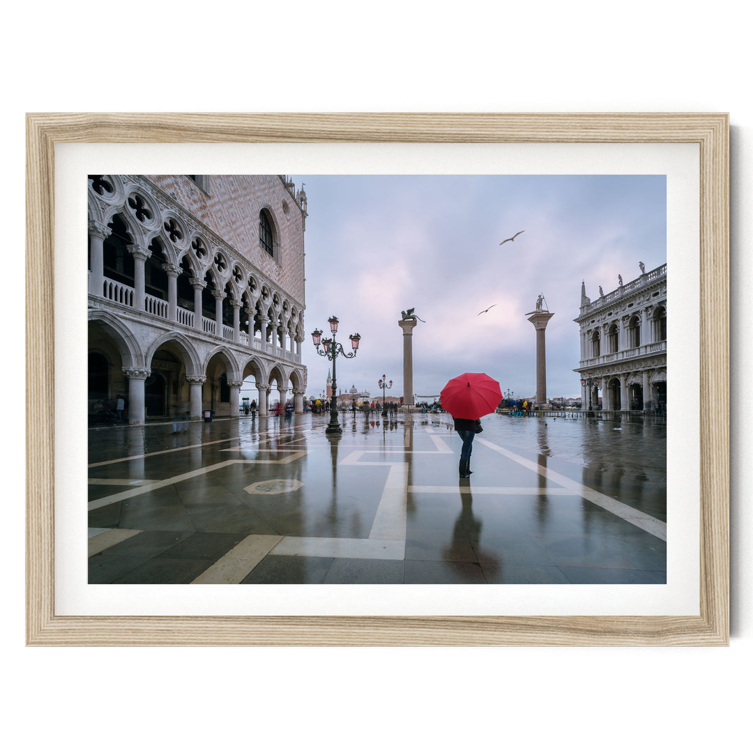 Autumn in Venice, Italy – fine art print in a natural frame with white mat