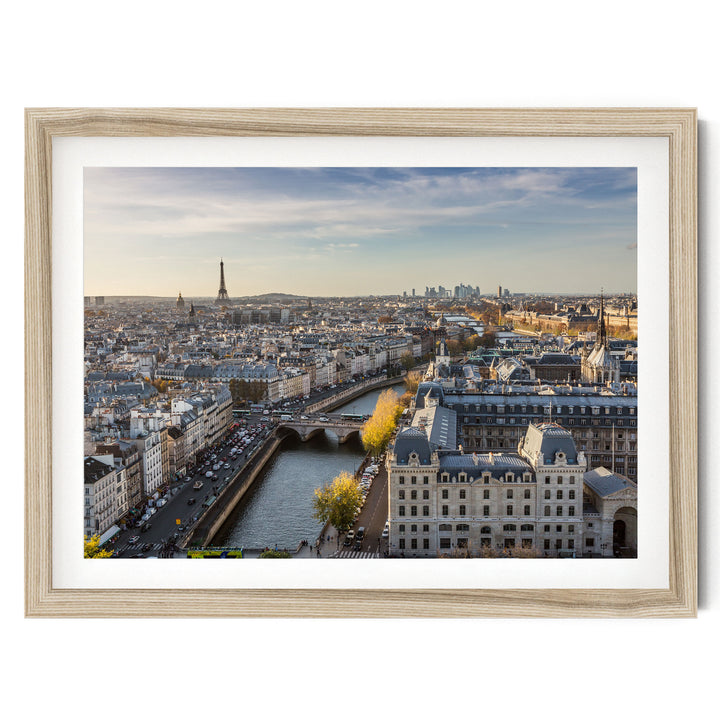 A View over Paris, France – fine art print in a natural frame with white mat