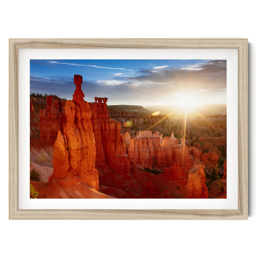 Bryce Canyon at Sunrise, Utah – fine art print in a natural frame with white mat