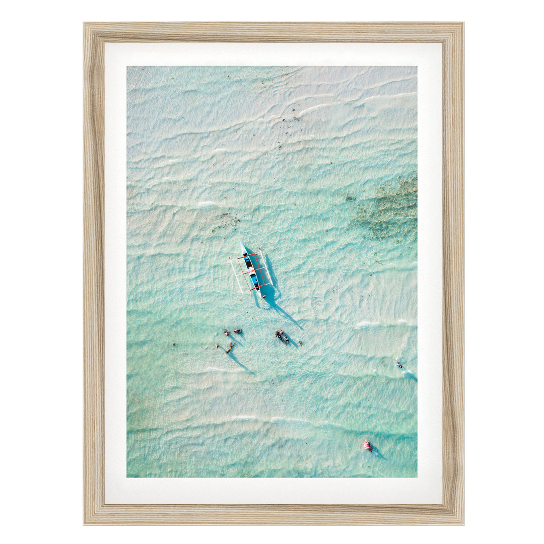 In the Turquoise Sea, Indian Ocean – fine art print in a natural frame with white mat