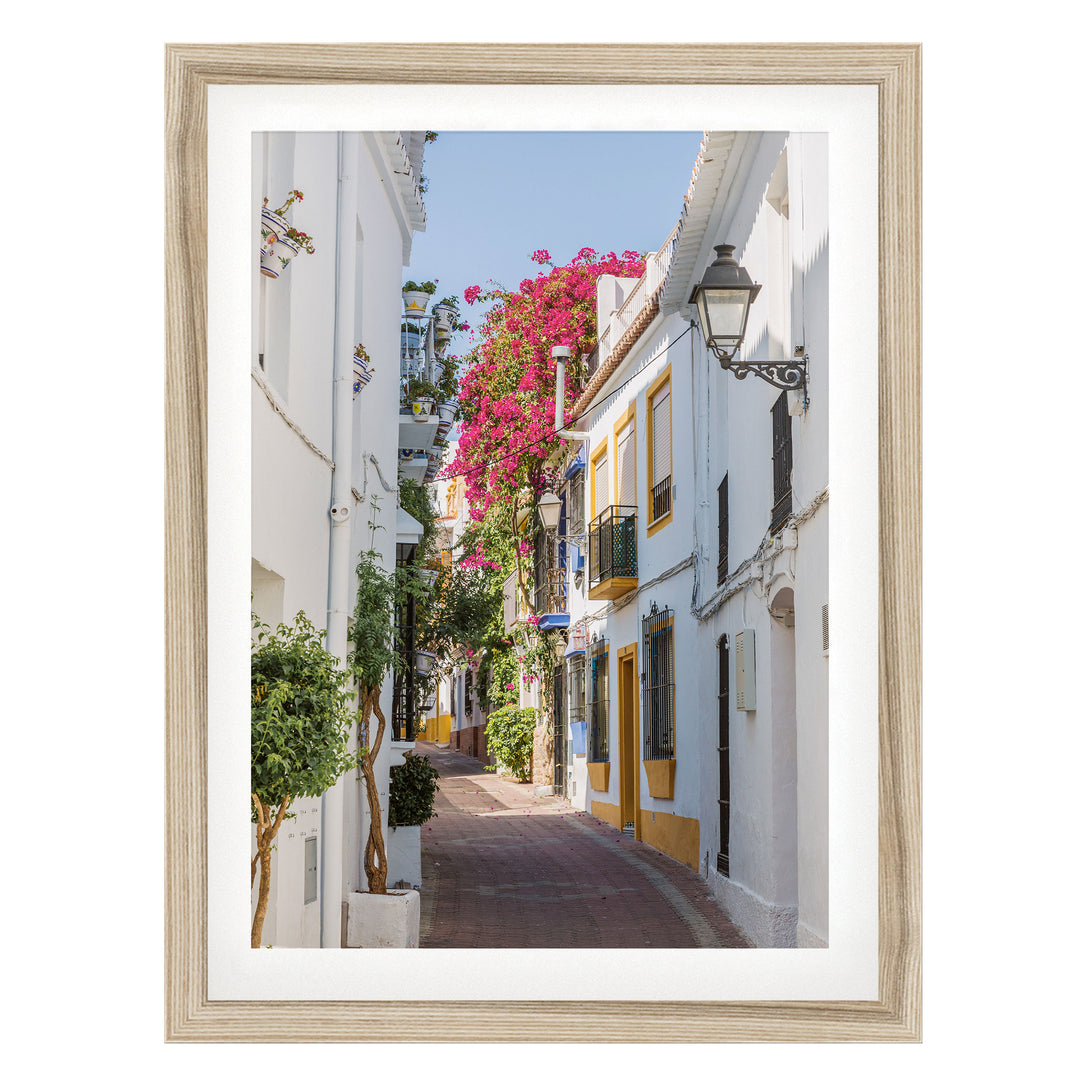 Summer Memories, Marbella, Spain – fine art print in a natural frame with white mat