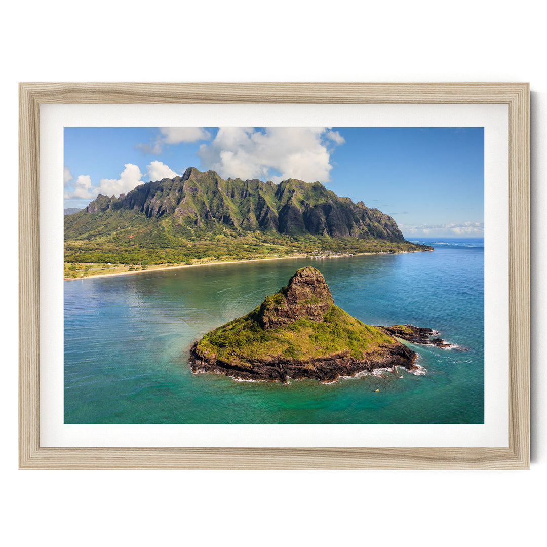Mokolii Rock, Oahu, Hawaii – fine art print in a natural frame with white mat