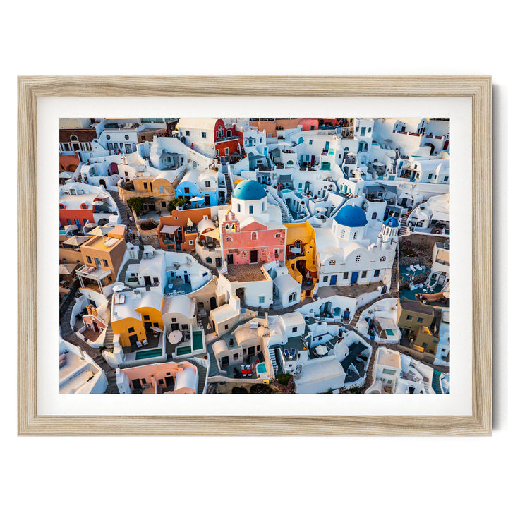 Santorini Colors, Oia, Greece – fine art print in a natural frame with white mat