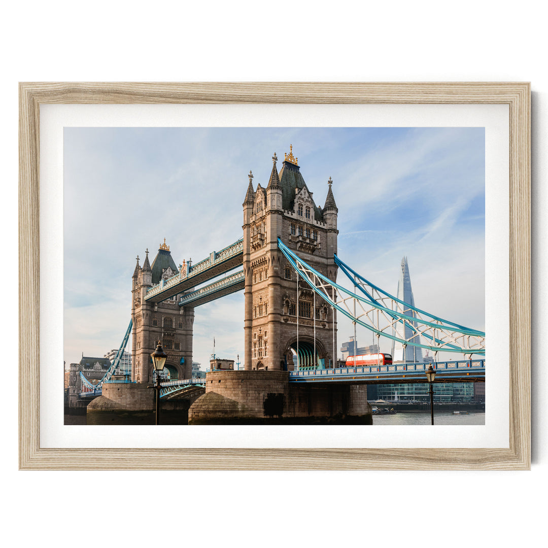 London Icons, England – fine art print in a natural frame with white mat