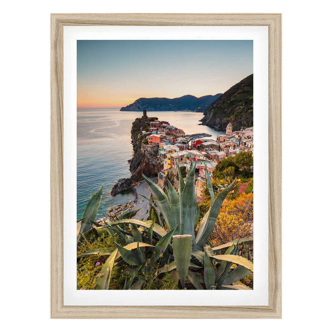 Corniglia, Cinque Terre, Italy – fine art print in a natural frame with white mat