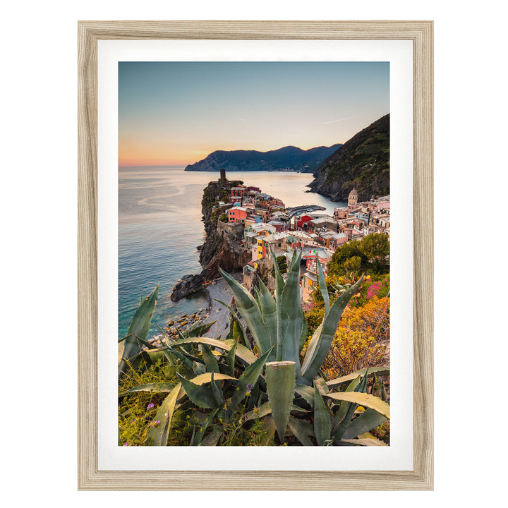 Corniglia, Cinque Terre, Italy – fine art print in a natural frame with white mat