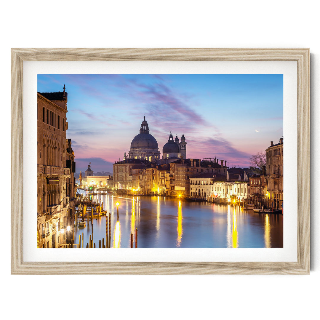 Dawn at the Accademia, Venice, Italy – fine art print in a natural frame with white mat