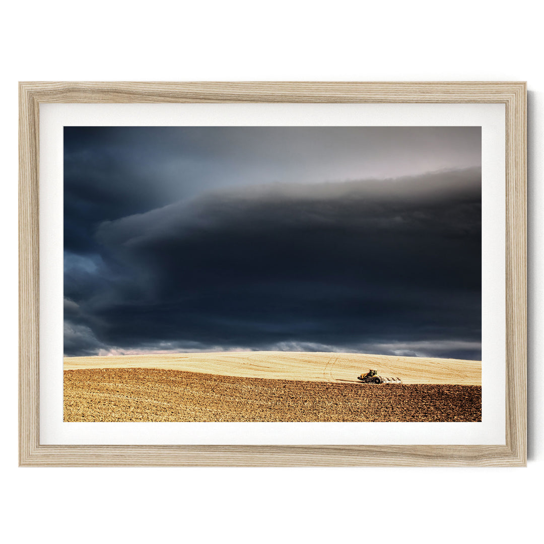 Incoming Storm, Tuscany, Italy – fine art print in a natural frame with white mat