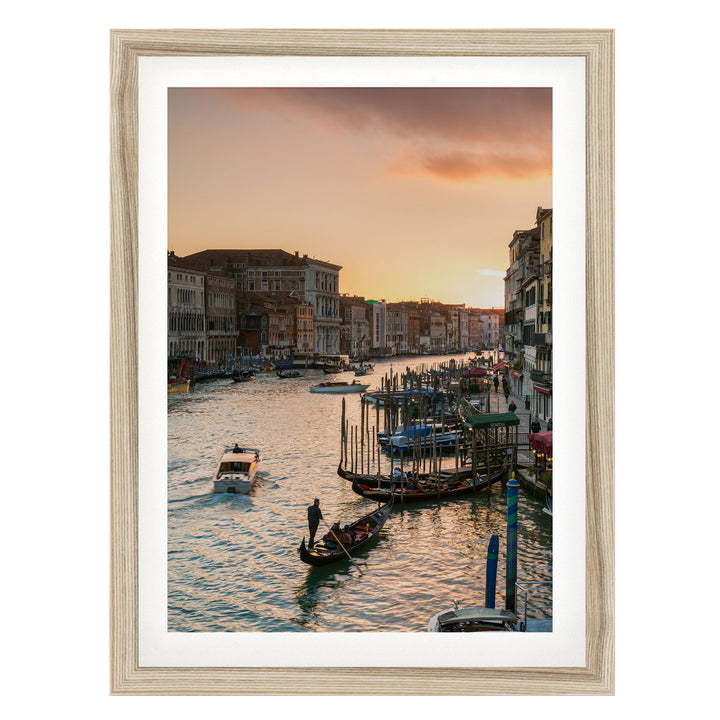 Grand Canal at Sunset, Venice, Italy – fine art print in a natural frame with white mat