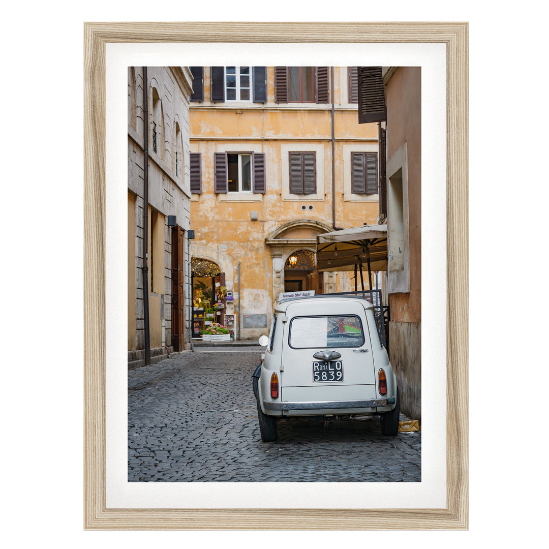 Alleys of Rome III, Italy – fine art print in a natural frame with white mat