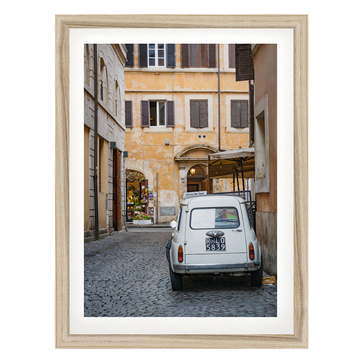 Alleys of Rome III, Italy – fine art print in a natural frame with white mat
