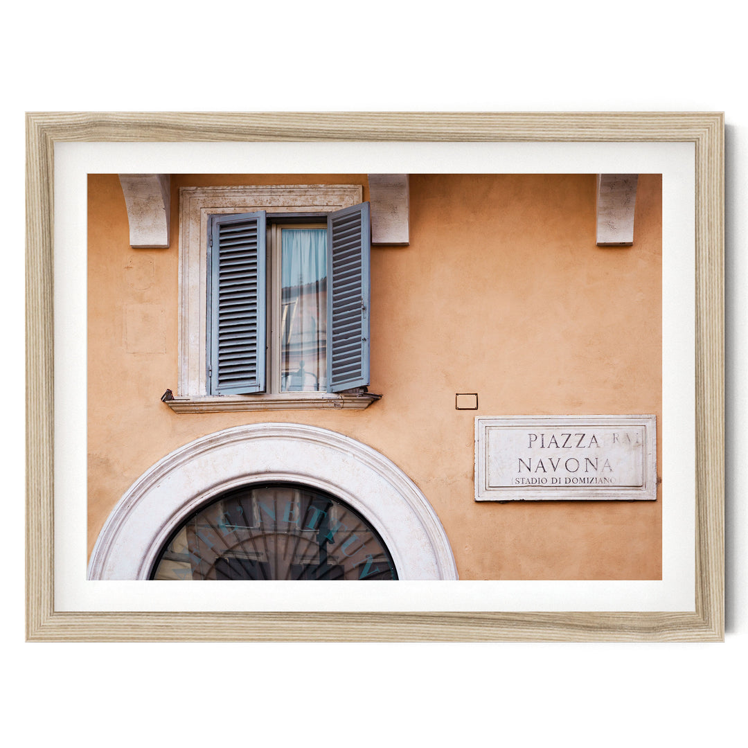 Piazza Navona, Rome, Italy – fine art print in a natural frame with white mat