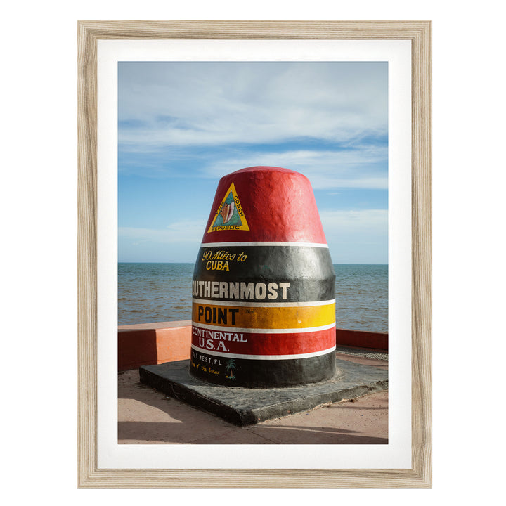 Southernmost Point, Key West, Florida, USA – fine art print in a natural frame with white mat