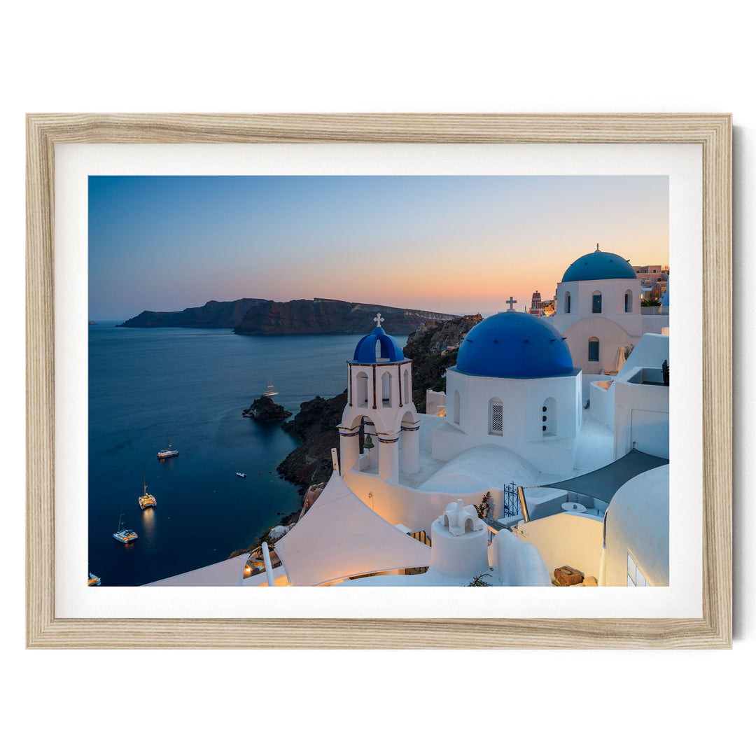 Iconic Santorini II, Oia, Greece – fine art print in a natural frame with white mat