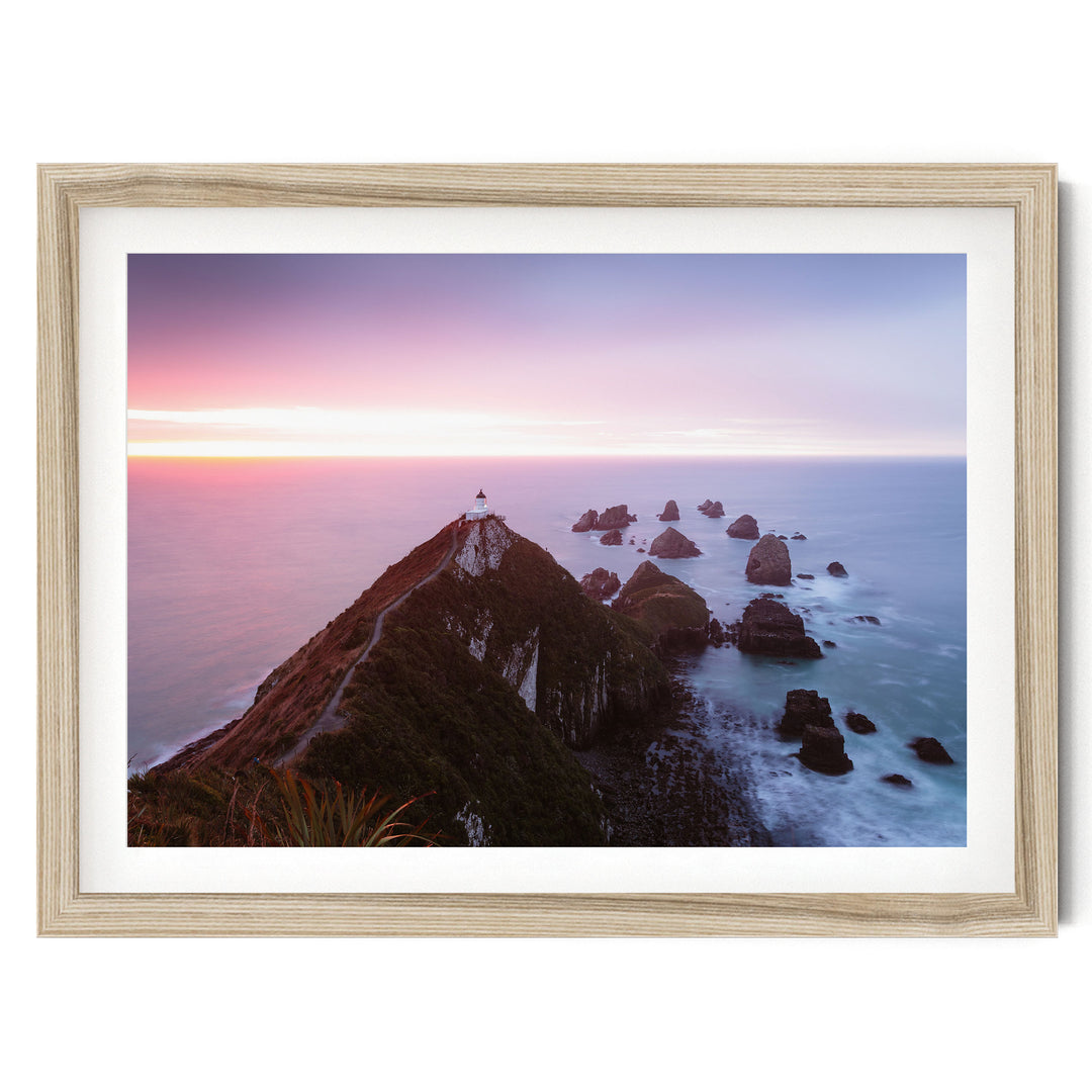 Nugget Point, New Zealand – fine art print in a natural frame with white mat