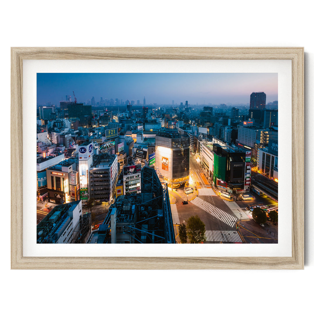 Tokyo Nights II, Japan – fine art print in a natural frame with white mat
