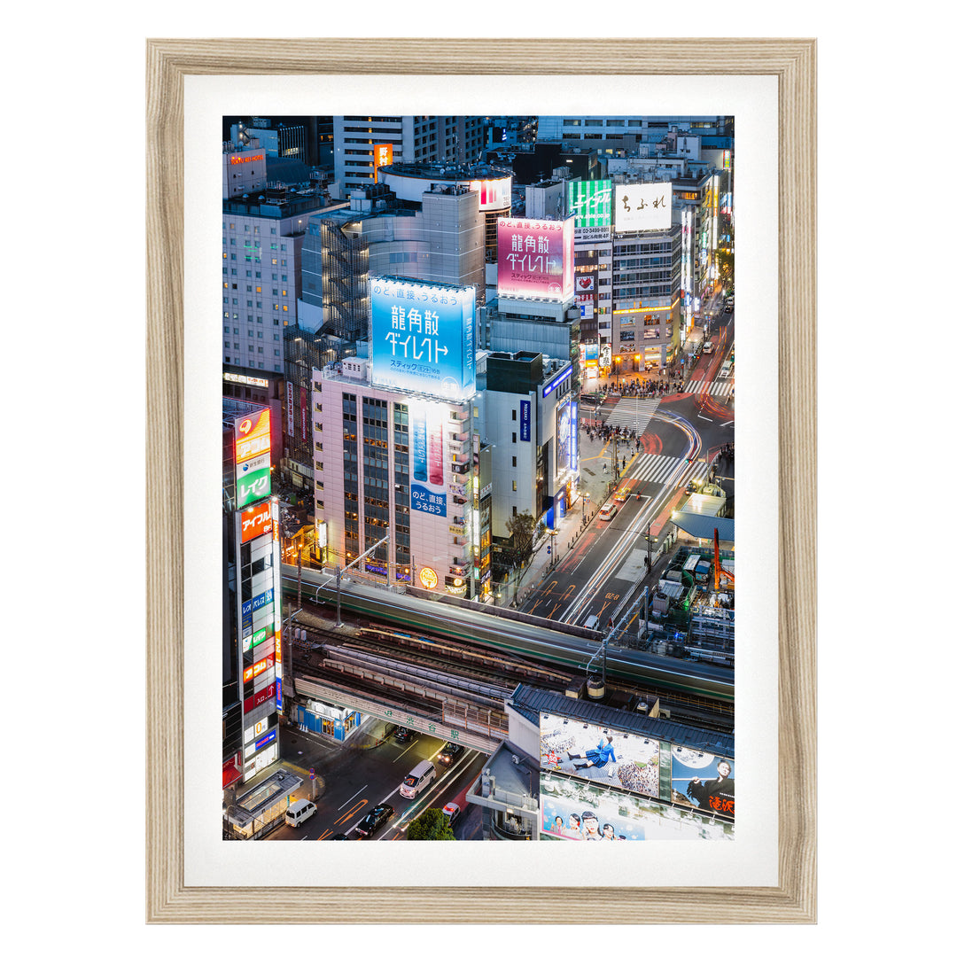 Tokyo Nights I, Japan – fine art print in a natural frame with white mat
