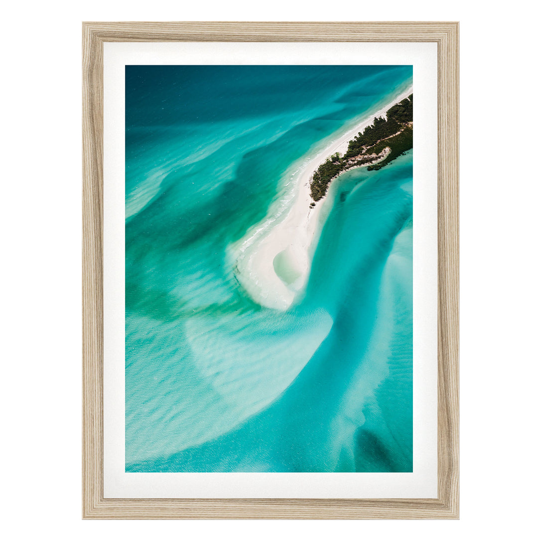 Whitehaven Beach, Whitsundays, Australia – fine art print in a natural frame with white mat
