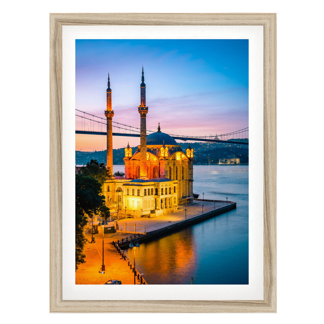 Dawn in Istanbul, Turkey – fine art print in a natural frame with white mat