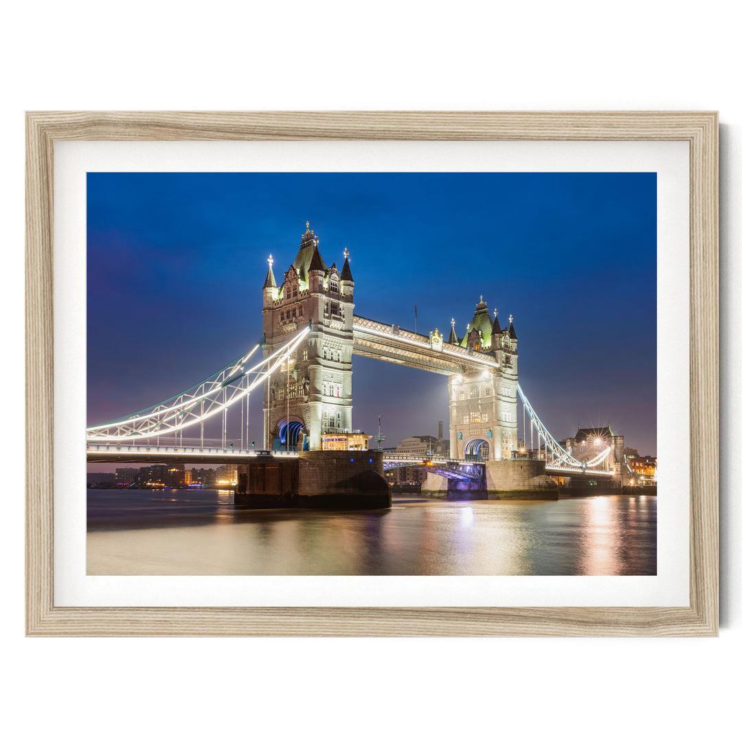 Tower Bridge, London, England – fine art print in a natural frame with white mat