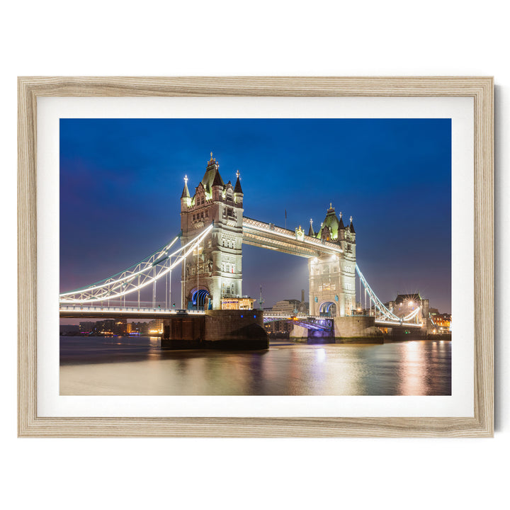 Tower Bridge, London, England – fine art print in a natural frame with white mat