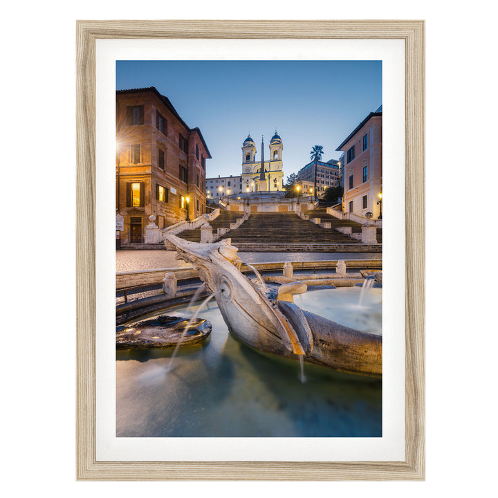 Spanish Steps, Rome II, Italy – fine art print in a natural frame with white mat