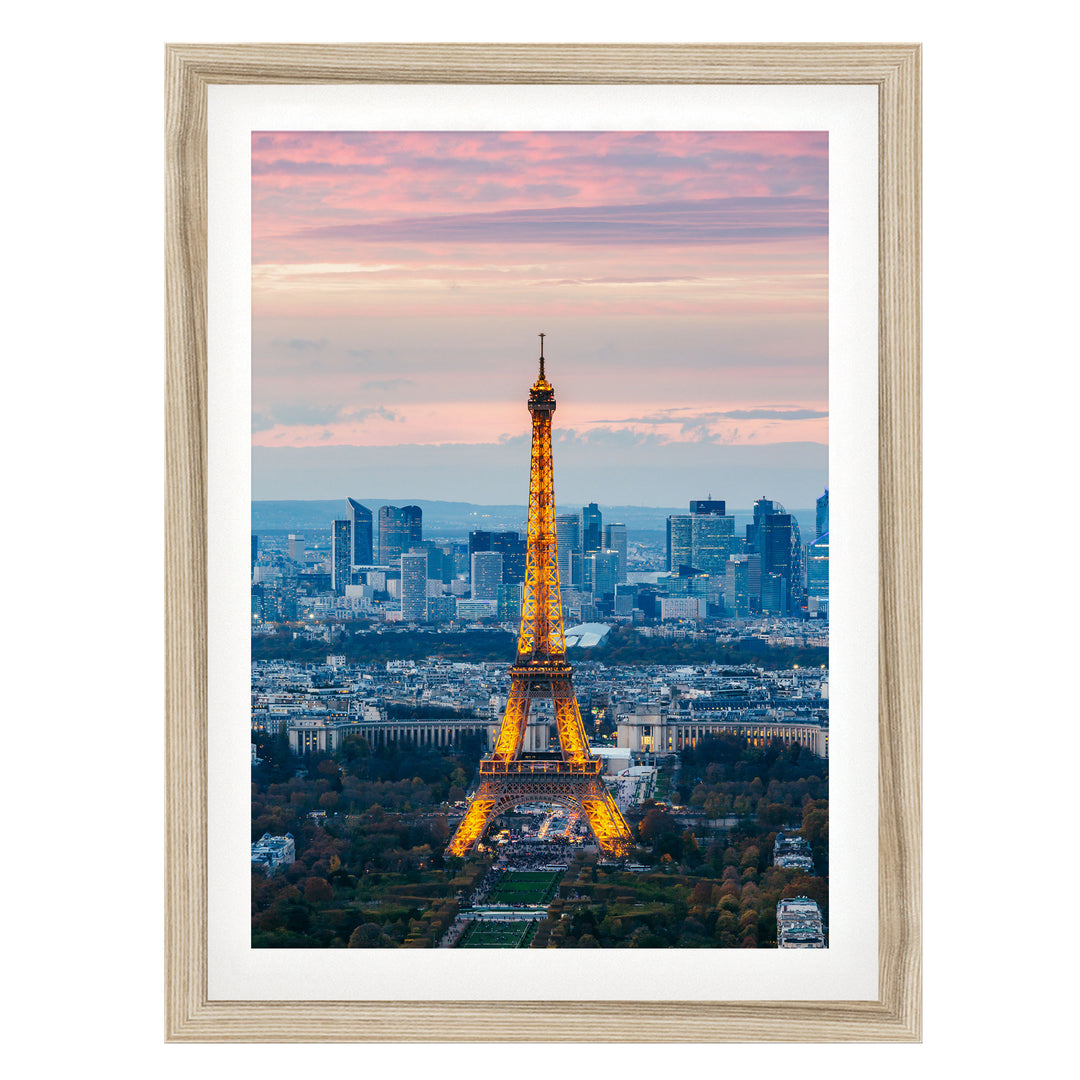 Eiffel Tower at Sunset, Paris, France – fine art print in a natural frame with white mat