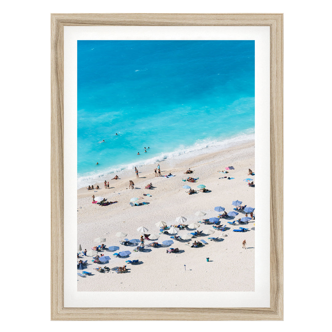Beach Aerial, Greece II – fine art print in a natural frame with white mat