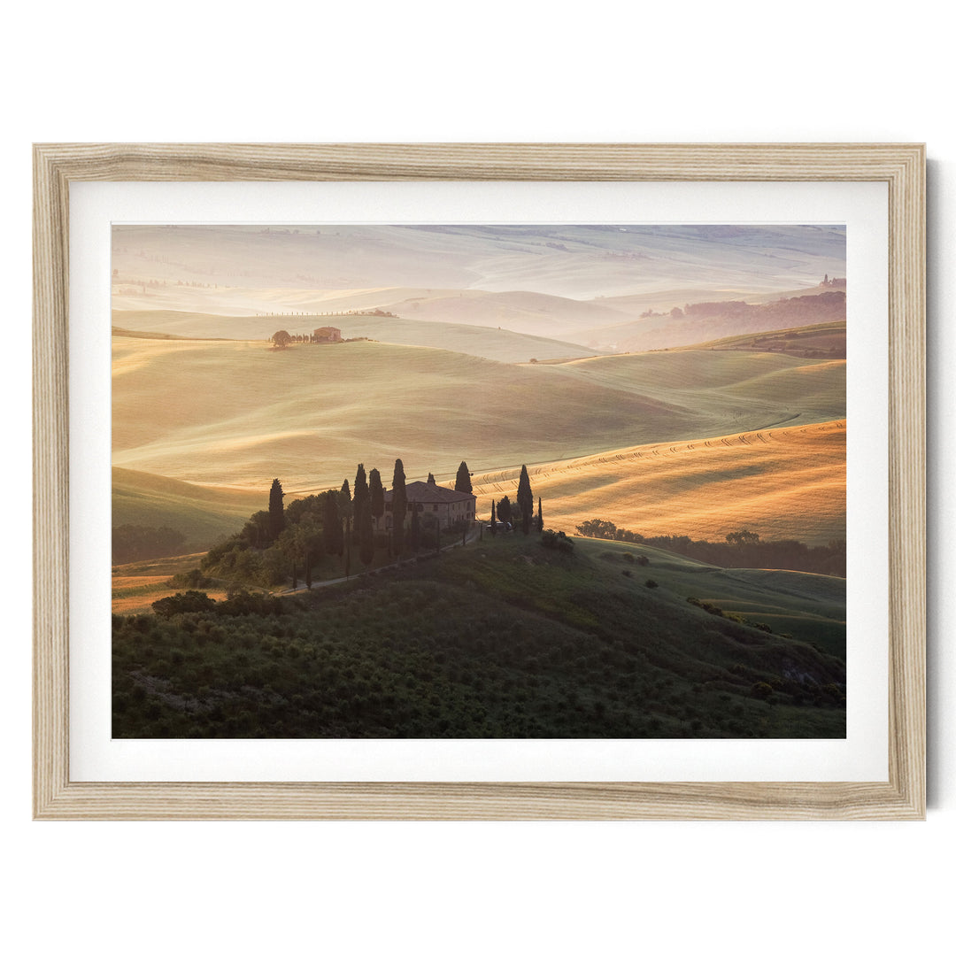 Belvedere, Tuscany, Italy – fine art print in a natural frame with white mat