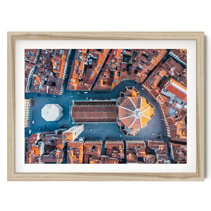 Florence from the Top, Tuscany, Italy – fine art print in a natural frame with white mat