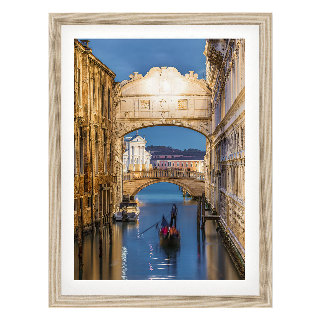 Bridge of Sighs, Venice, Italy – fine art print in a natural frame with white mat