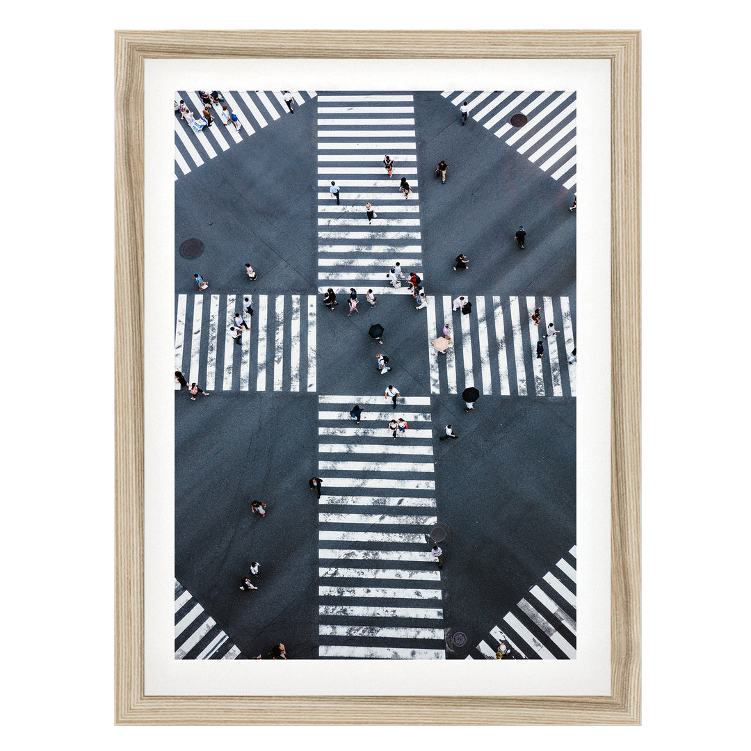 Street Crossing, Tokyo, Japan – fine art print in a natural frame with white mat