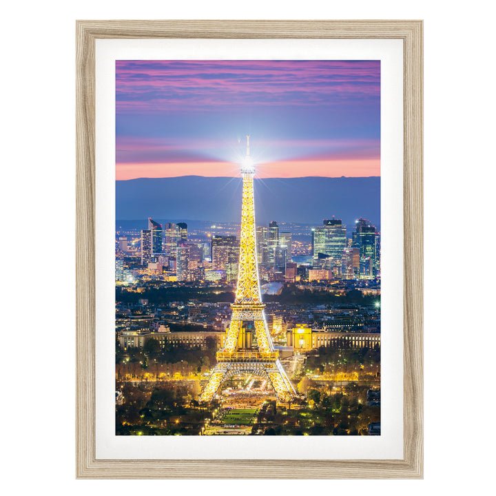 Night in Paris II, France – fine art print in a natural frame with white mat