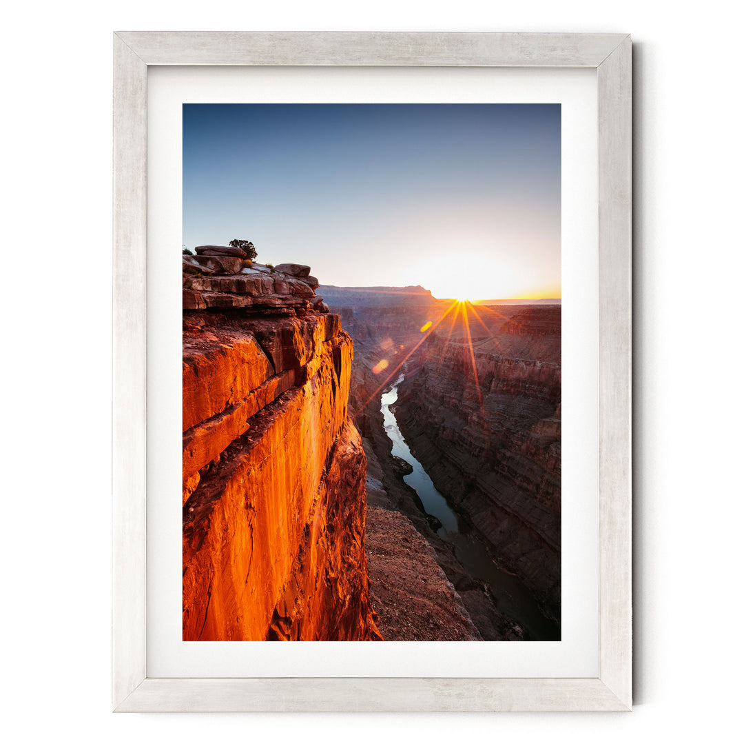 Sunrise at the Grand Canyon I, Arizona – fine art print in a silver frame with white mat