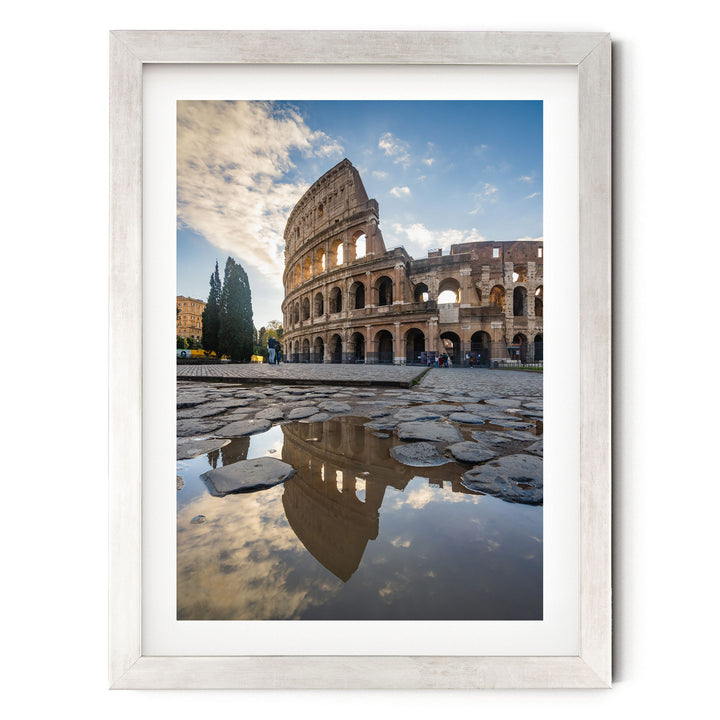 Colosseum at Sunrise II, Rome, Italy – fine art print in a silver frame with white mat