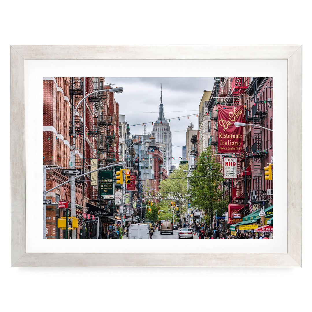 Little Italy, New York City – fine art print in a silver frame with white mat