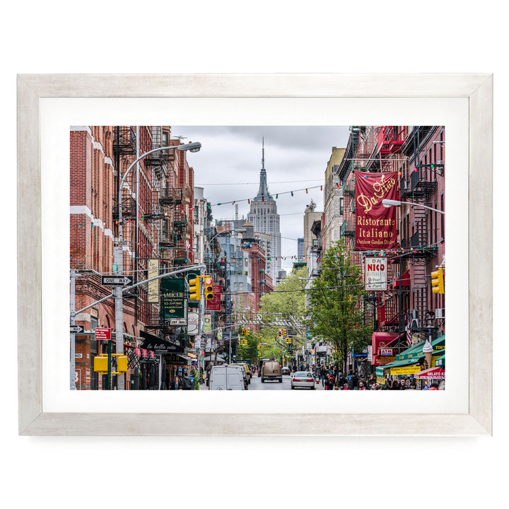 Little Italy, New York City – fine art print in a silver frame with white mat