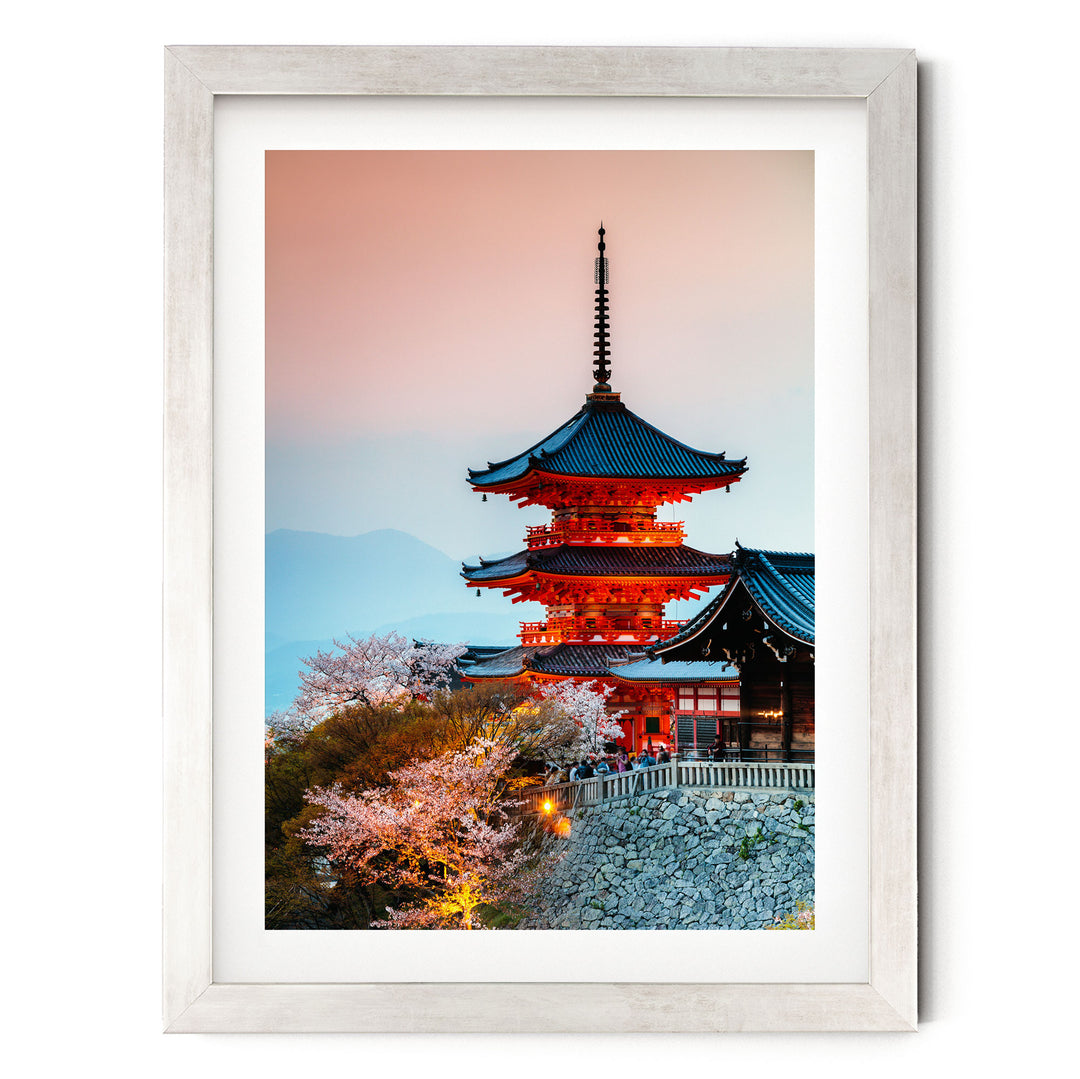 Kiyomizu-dera Temple, Kyoto, Japan – fine art print in a silver frame with white mat