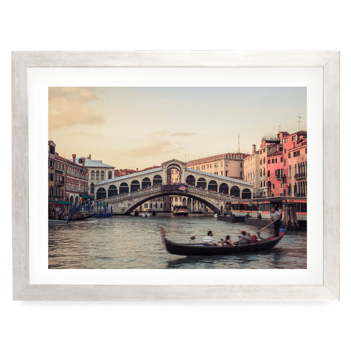 Sunset in Venice, Italy – fine art print in a silver frame with white mat